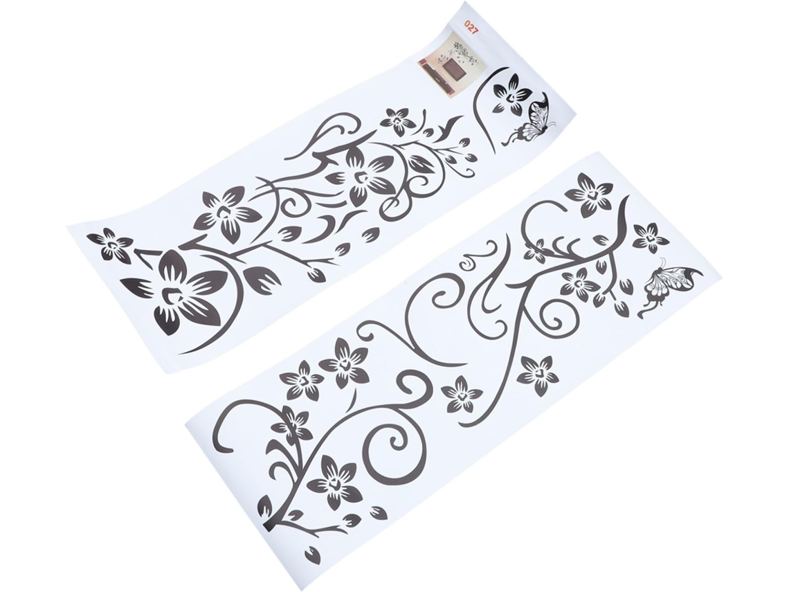 Juego De 2 Pegatinas Decorativas Para Salón Con Estampado De Flores Y Ratán.