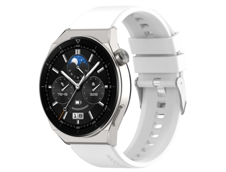 Correa de reloj inteligente para Huawei Watch GT2 de 42 mm / Watch 2 de 20 mm, correa de silicona con cabeza sobresaliente, hebilla plateada (blanco)