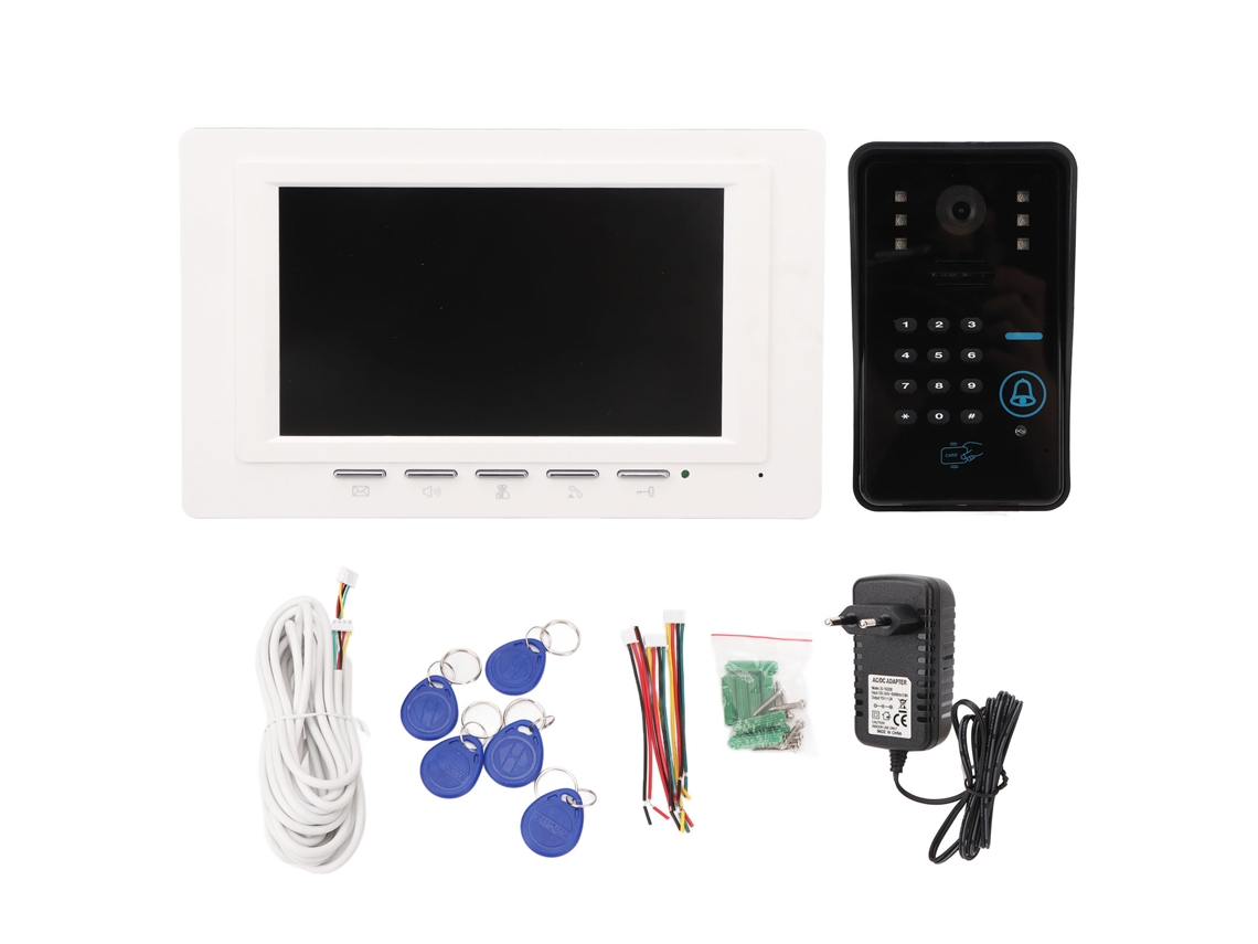 Cámara de timbre inalámbrica de 1000tvl con pantalla de 7'' e infrarrojos RFID para el hogar.