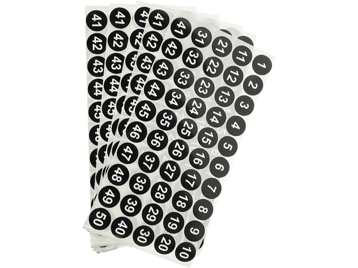 Pegatinas Numeradas Solustre Para Un Fácil Etiquetado Y Organización, De Papel, Autoadhesivas, 250 Unidades, Negras,