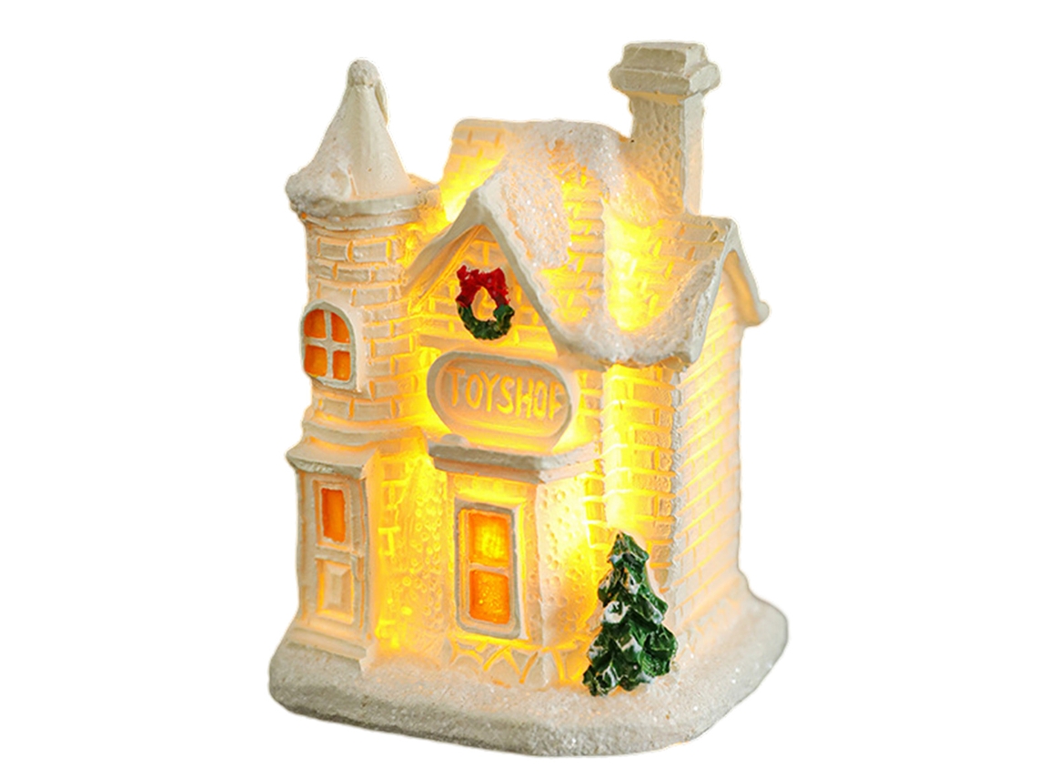 Casa navideña decorativa con luces, escena de resina TRUYUETY