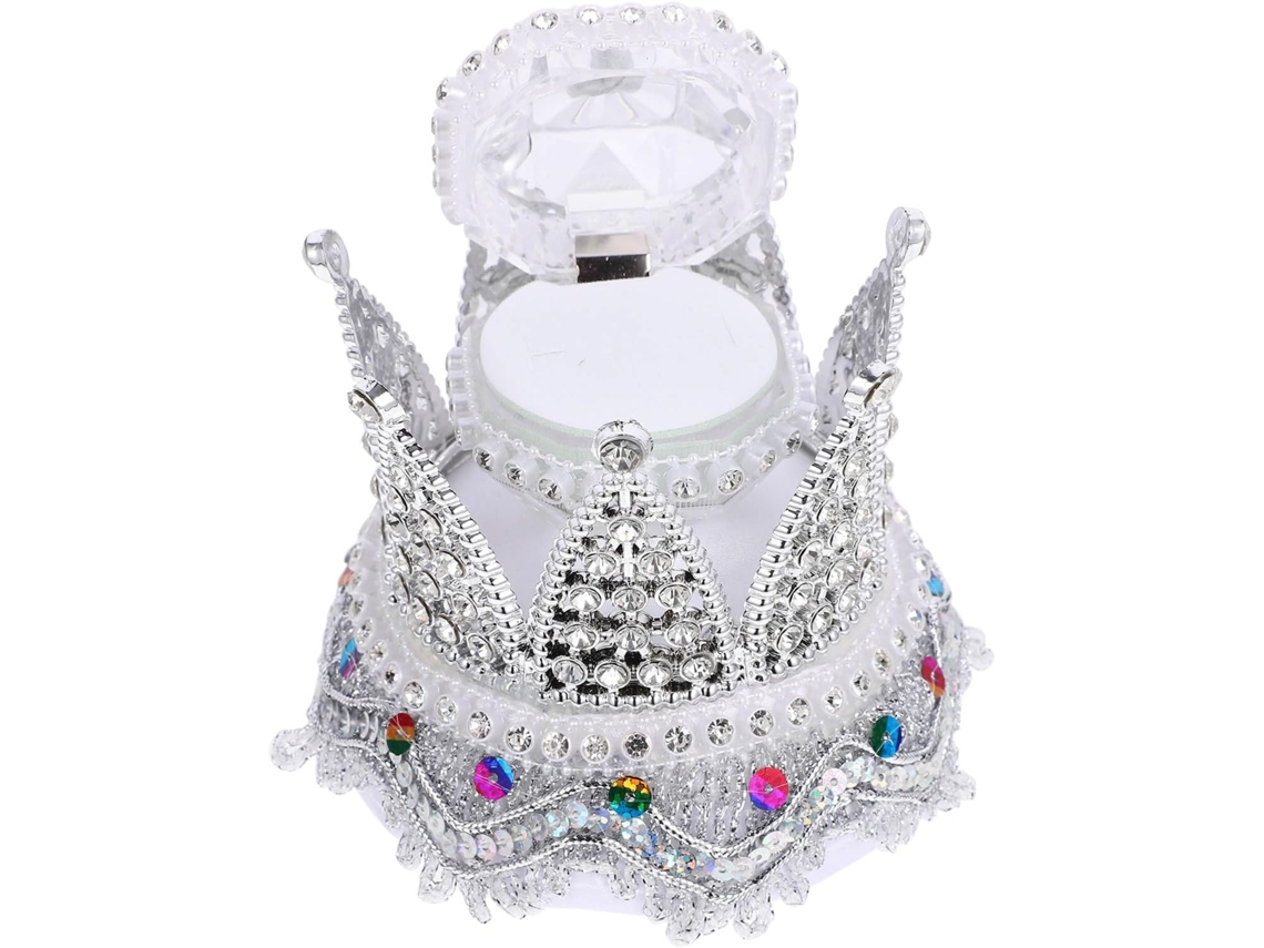 Anillos Plástico Plateado Forma Corona Ligera Compacta Ideal Bodas Eventos Especiales Diseño Delicado