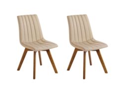 Conjunto de 2 cadeiras de jantar BELIANI Calgary de Poliéster Creme 45x53x84