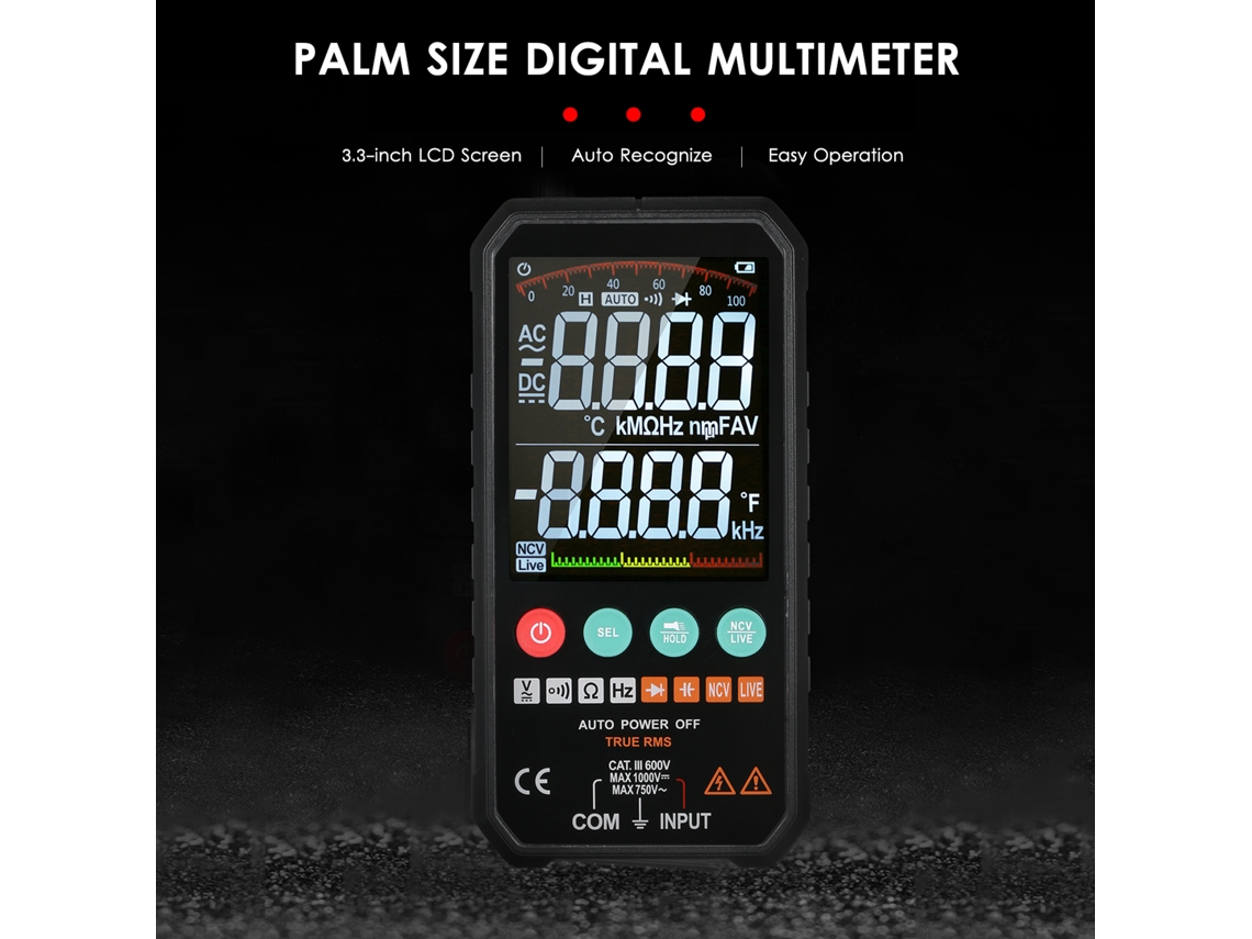Multímetro Digital Mastfuyi De 6000 Cuentas, Rms Verdadero, Prueba Ncv, Pantalla De 3,3 Pulgadas.