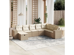 Conjunto de 8 sofás de jardín con cojines de mimbre beige Dkd Home Decor