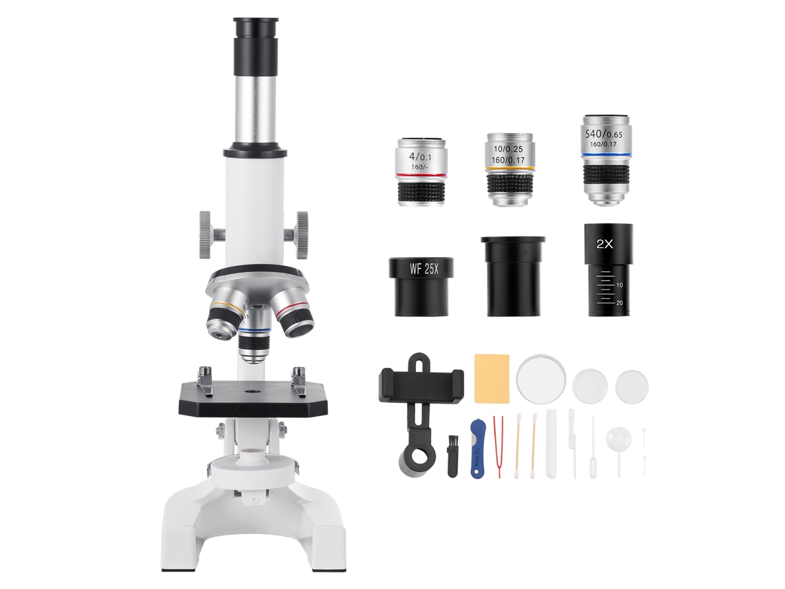 Microscopio monocular compuesto Succebuy 40 2000x con luz LED para el hogar y la escuela