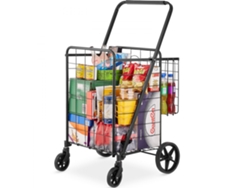 Carrito De Compras Plegable De 50 Kg Con Cestas Dobles, Ruedas Giratorias 360° Tekmaquinas