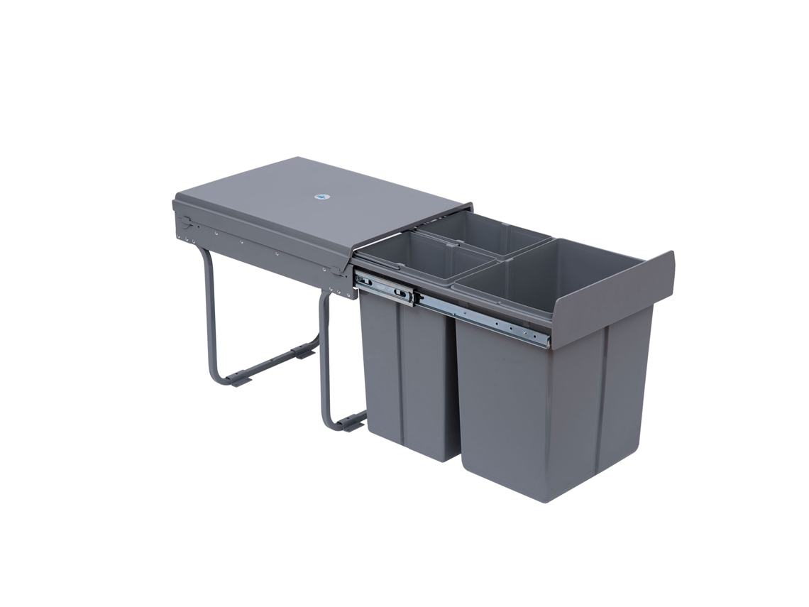 Cubo De Basura Para Fregadero Con 3 Compartimentos Para Reciclaje, 48x34x41 Cm, Gris.
