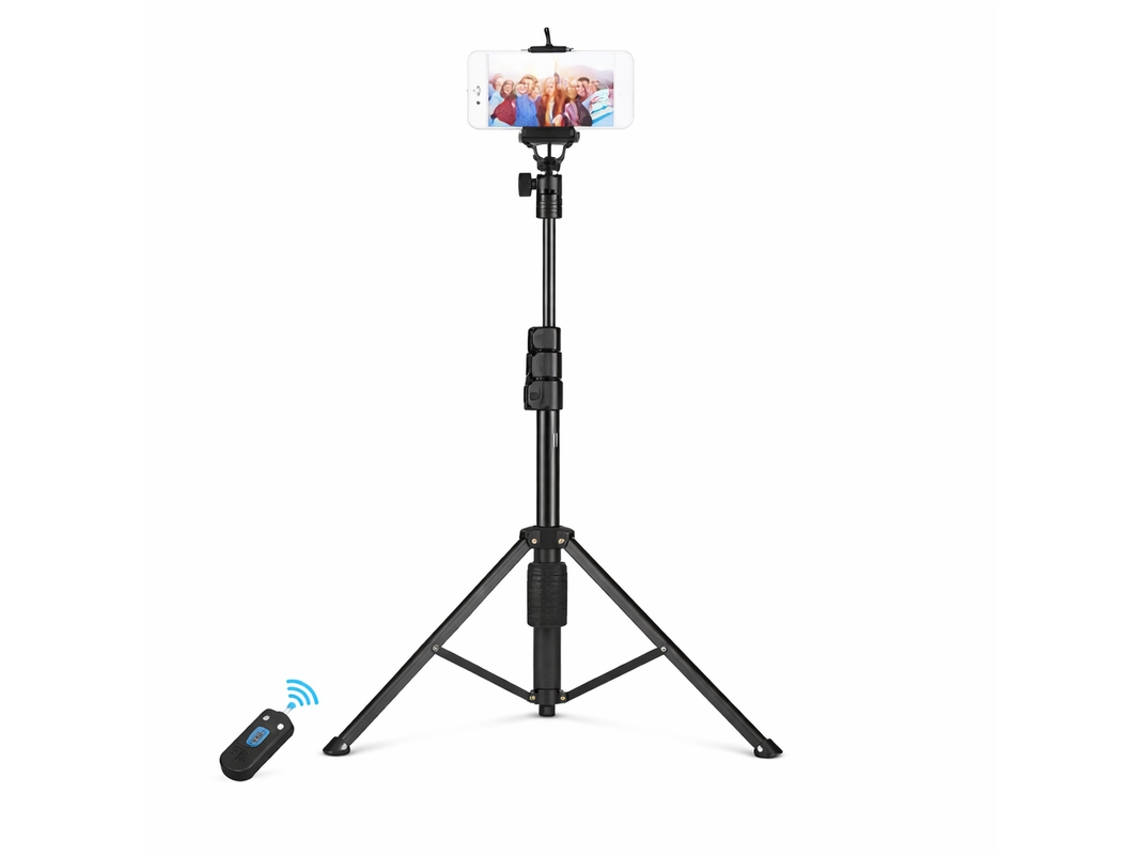 Tripé + Selfie Stick Bluetooth Extensível Com Comando Remoto Andowl Q-l1388 Preto