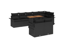 Maison Exclusive - Conjunto De Sofás De Jardín 9 Pcs Negro Ratán Sintético