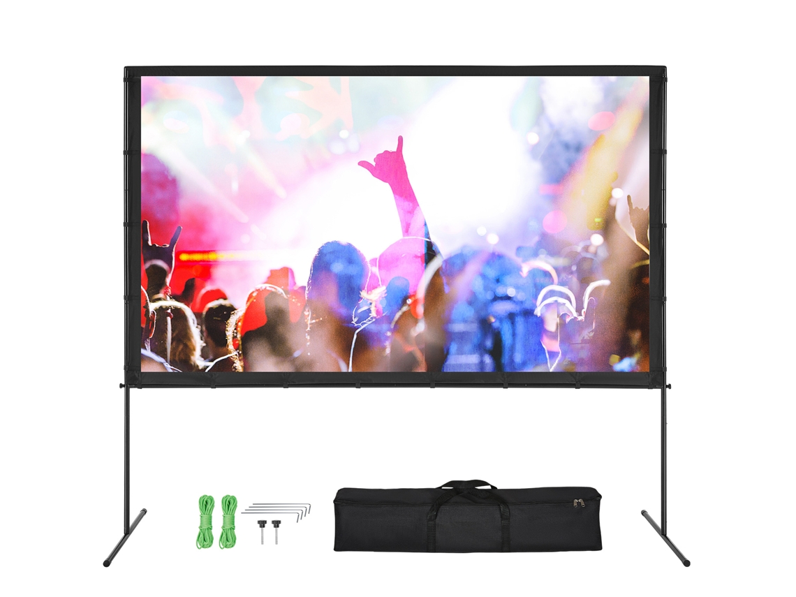 Pantalla de proyector Succebuy con soporte de 100 pulgadas, 169, 4K, 1080 HD, con patas de barra