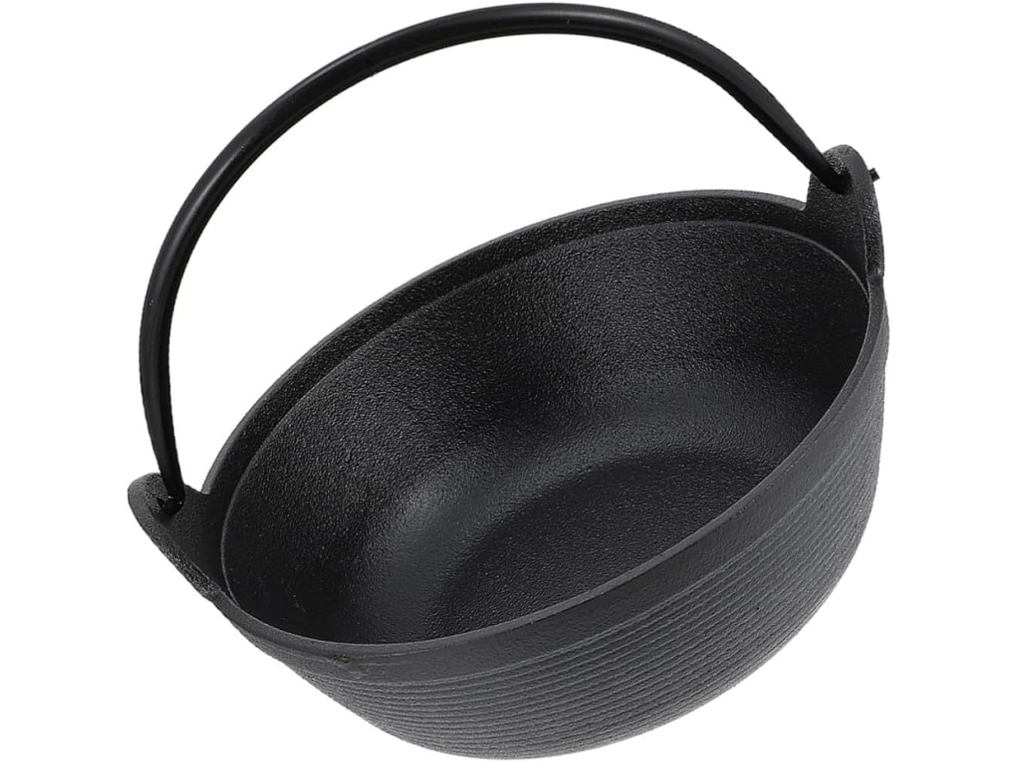 Olla De Hierro Fundido De Gran Capacidad Con Diseño Para Sopas Y Guisos En El Hogar Y Para Comidas En Grupo, Color Negro