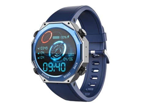 Reloj inteligente ROGBID Tank M1 con esfera azul y correa de caucho de 36,83 mm