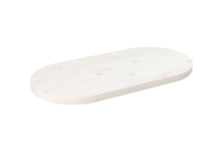 Tablero De Mesa Ovalado Madera Maciza Pino Blanco 60x30x2,5 Cm