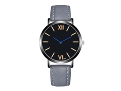 Reloj Hombre De Cuero Moda Dial Redondo Analógico De Cuarzo Gris