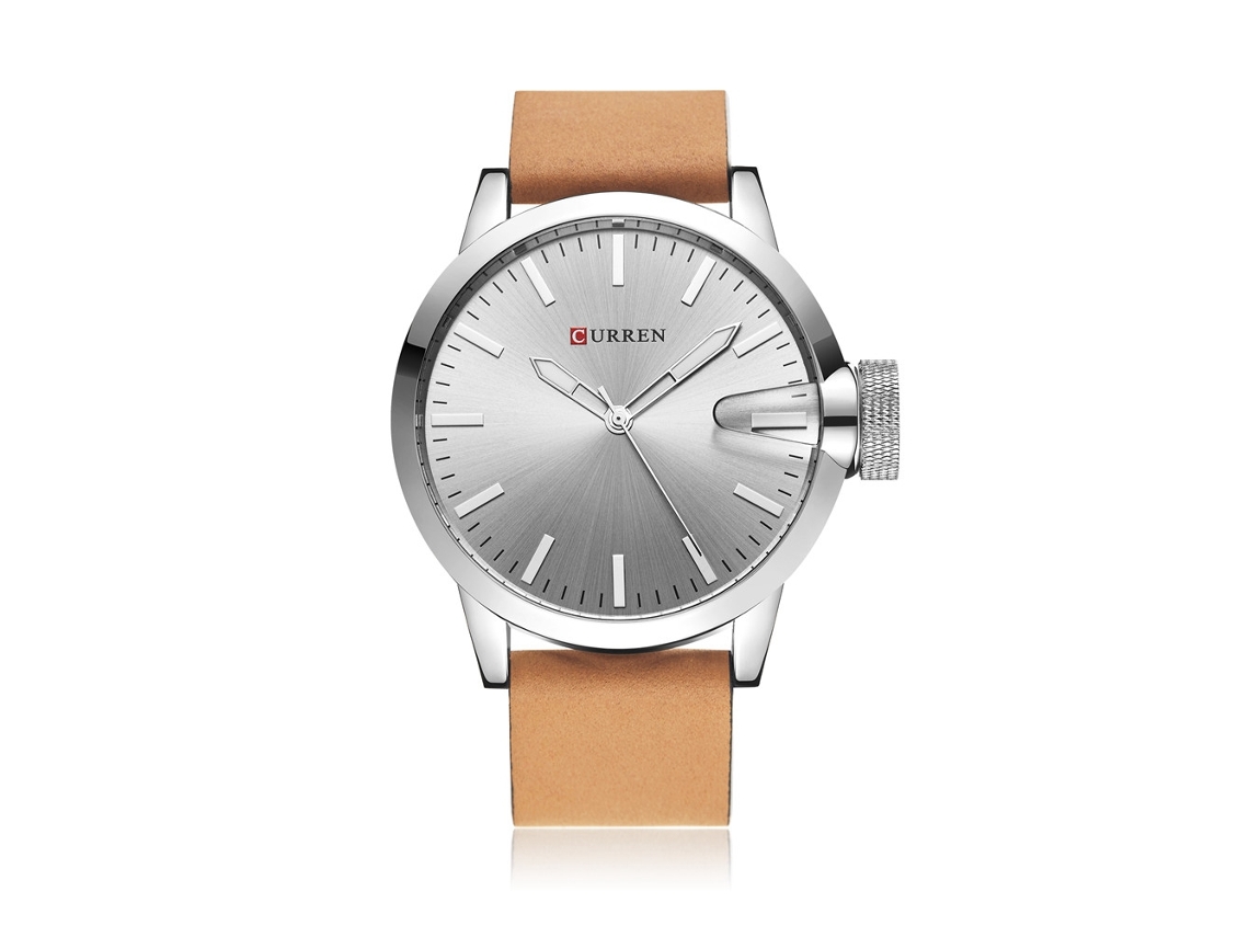 Reloj Hombre De Cuarzo Impermeable Con Correa De Cuero Pu Moda Empresarial Blanco
