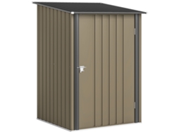 Caseta de herramientas de jardín de acero galvanizado con puerta, 100x104x160cm, marrón/gris oscuro.