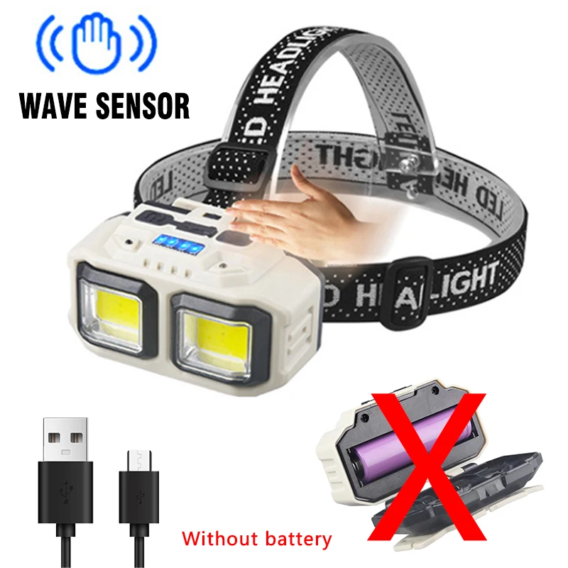 Linterna frontal LED con sensor, recargable por USB, impermeable, ideal para pesca, minería y camping. Aeuzwr
