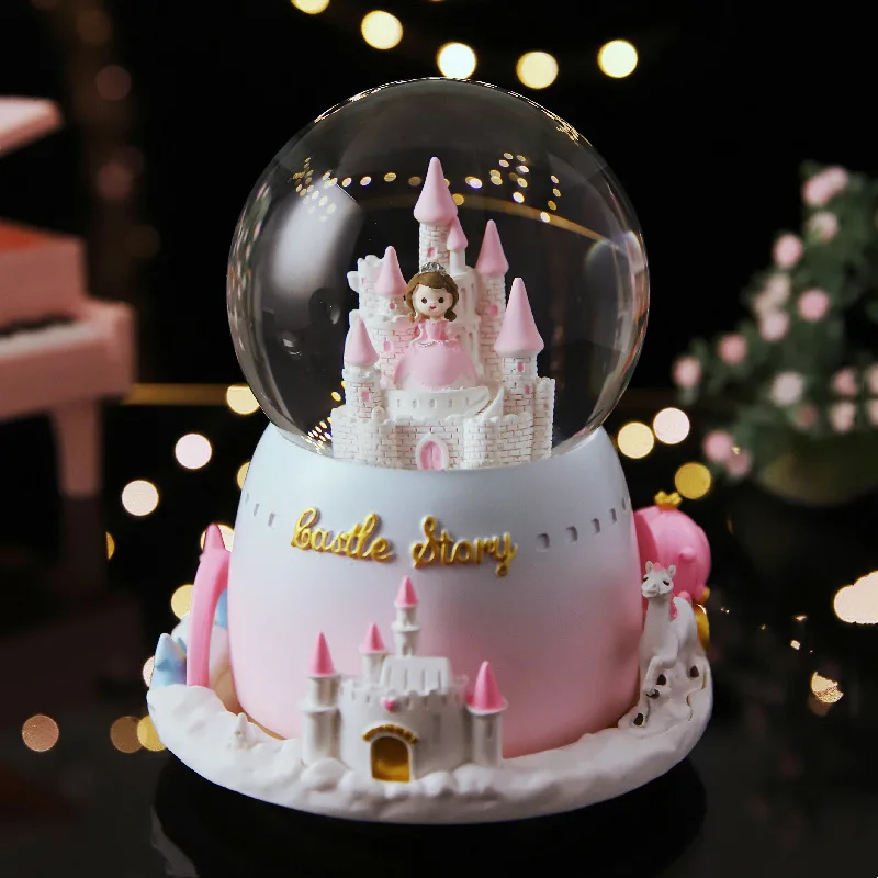 (estilo 20) Caja De Música Con Bola De Cristal Y Luz. Regalo Para El Día De San Valentín.