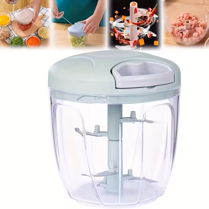 Picadora de alimentos manual de 900 ml con cable, material PET duradero, prensa de ajo y procesador de verduras y frutas, Stelasplen