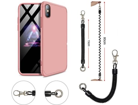 Funda iPhone X Slim Armor 360º con Cordón Antirrobo Rosa