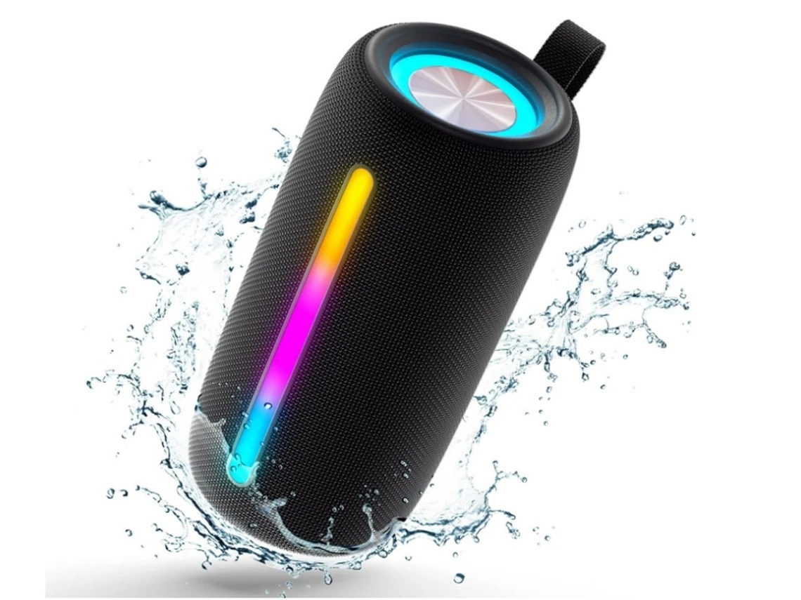 Altavoz Bluetooth Yizhood L12 con Bluetooth 5.3, luz RGB, sonido HD de 10 W, emparejamiento inalámbrico verdadero, IPX5 resistente al agua, color negro