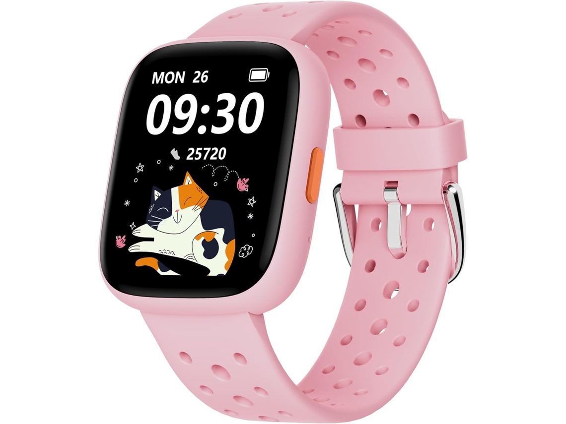 Smartwatch Infantil Rosa 1,8 Pul Fitness Monitor Latidos Sueño Ip68 Juegos Para Adolescentes 5 A 16