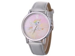 Reloj De Mujer De Lujo Moda Dial Redondo Correa De Cuero Cuarzo Gris