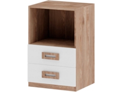 Mesita de Noche MUEBLAM Roble Nieve Melamina (48x73x42 cm)