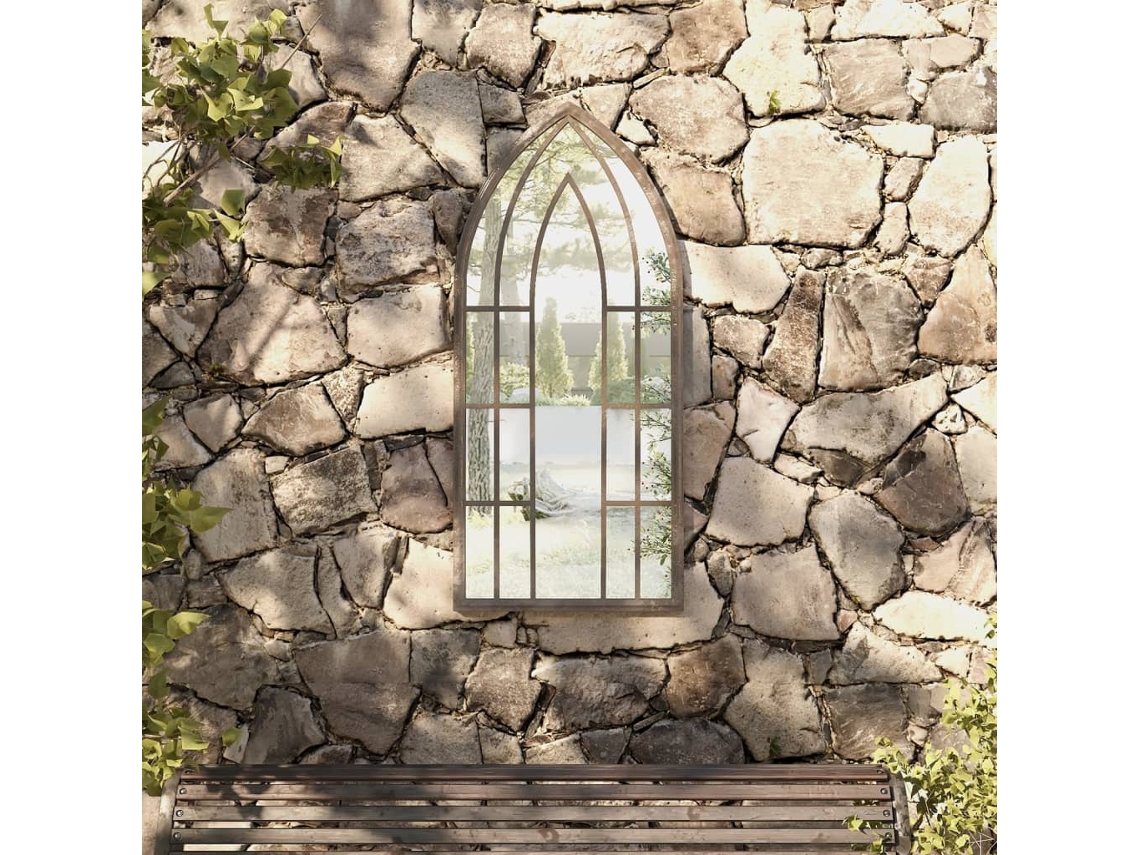 Espejo de Jardín de Pared para Uso Exterior Hierro 100 x 45 cm Arena