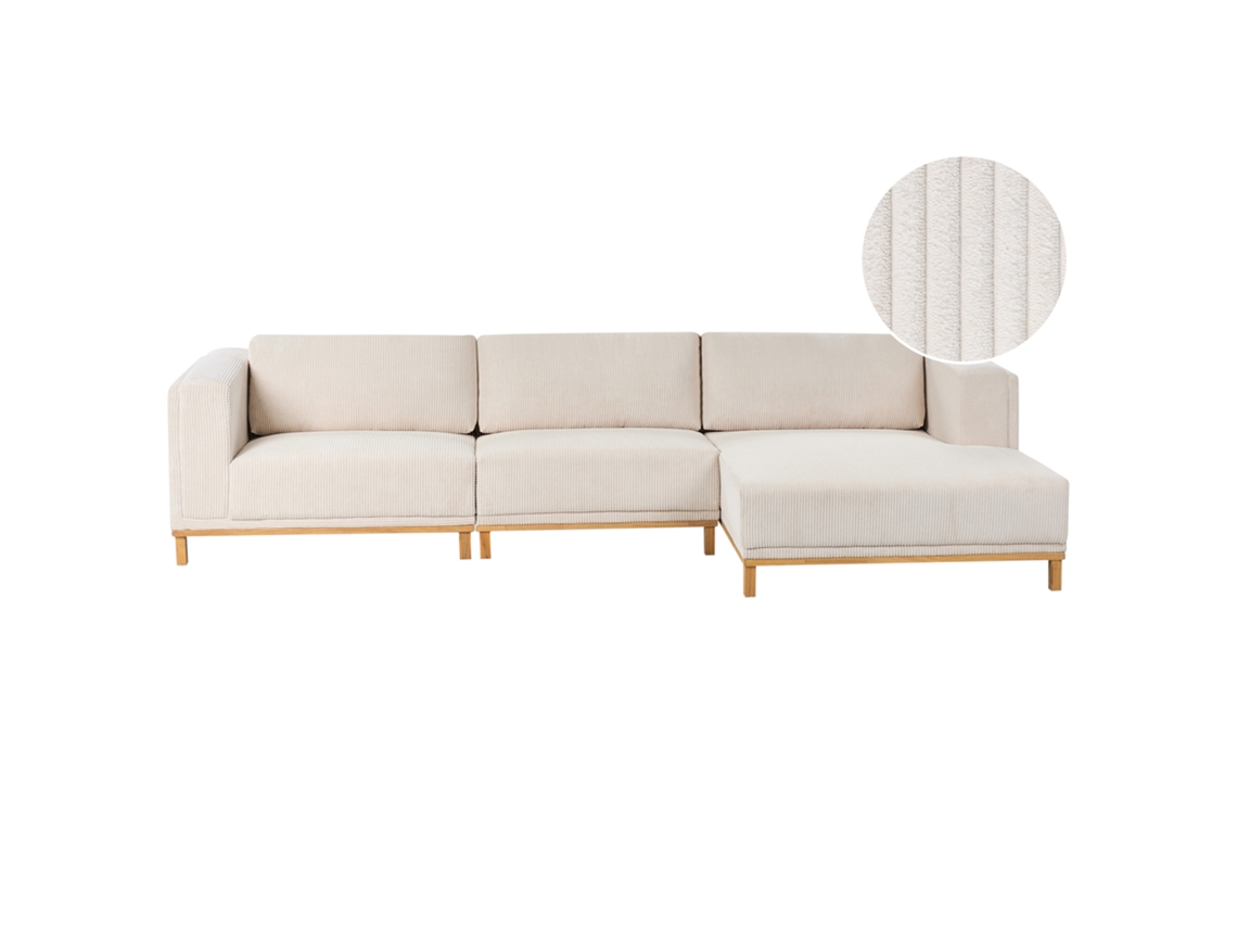 Sofá esquinero Beliani Veng Beige Pana 347x156x84