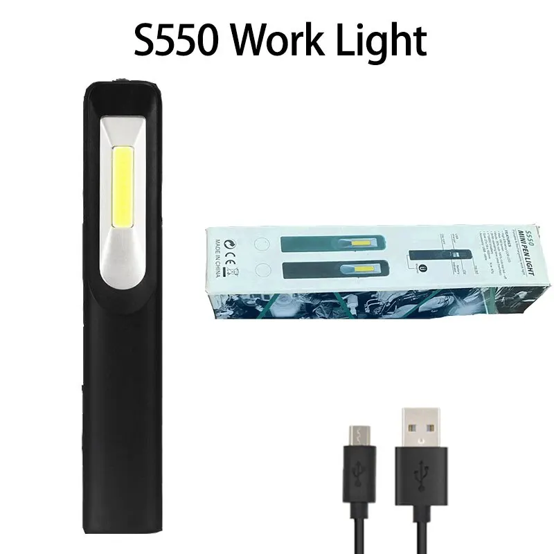 Linterna LED portátil - Alto brillo - Luz de trabajo - Recargable por USB - Uso de emergencia