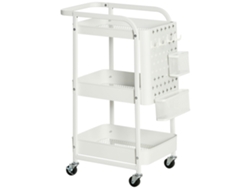 Carrito Con Ruedas Y Cajones, Estantería De Cocina De 3 Niveles Con Ruedas Para Cocina Y Oficina, Acero Blanco, 51,5 X 32 X 75,6 Cm