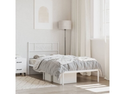 Estructura Cama Sin Colchón Con Cabecero Metal Blanco 90x190 Cm
