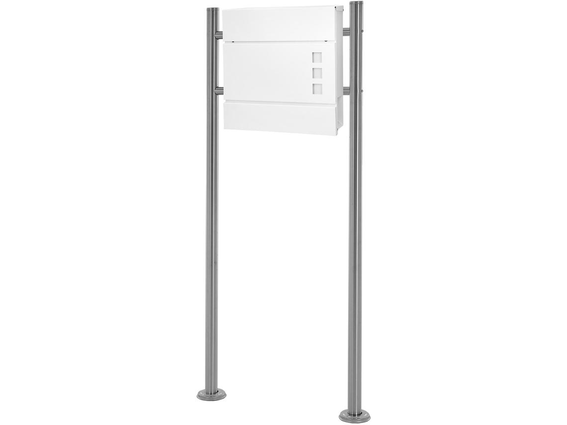 Caja de Correo ECD con Compartimiento para Periódicos (Blanco y Gris - 55x120x9 cm)