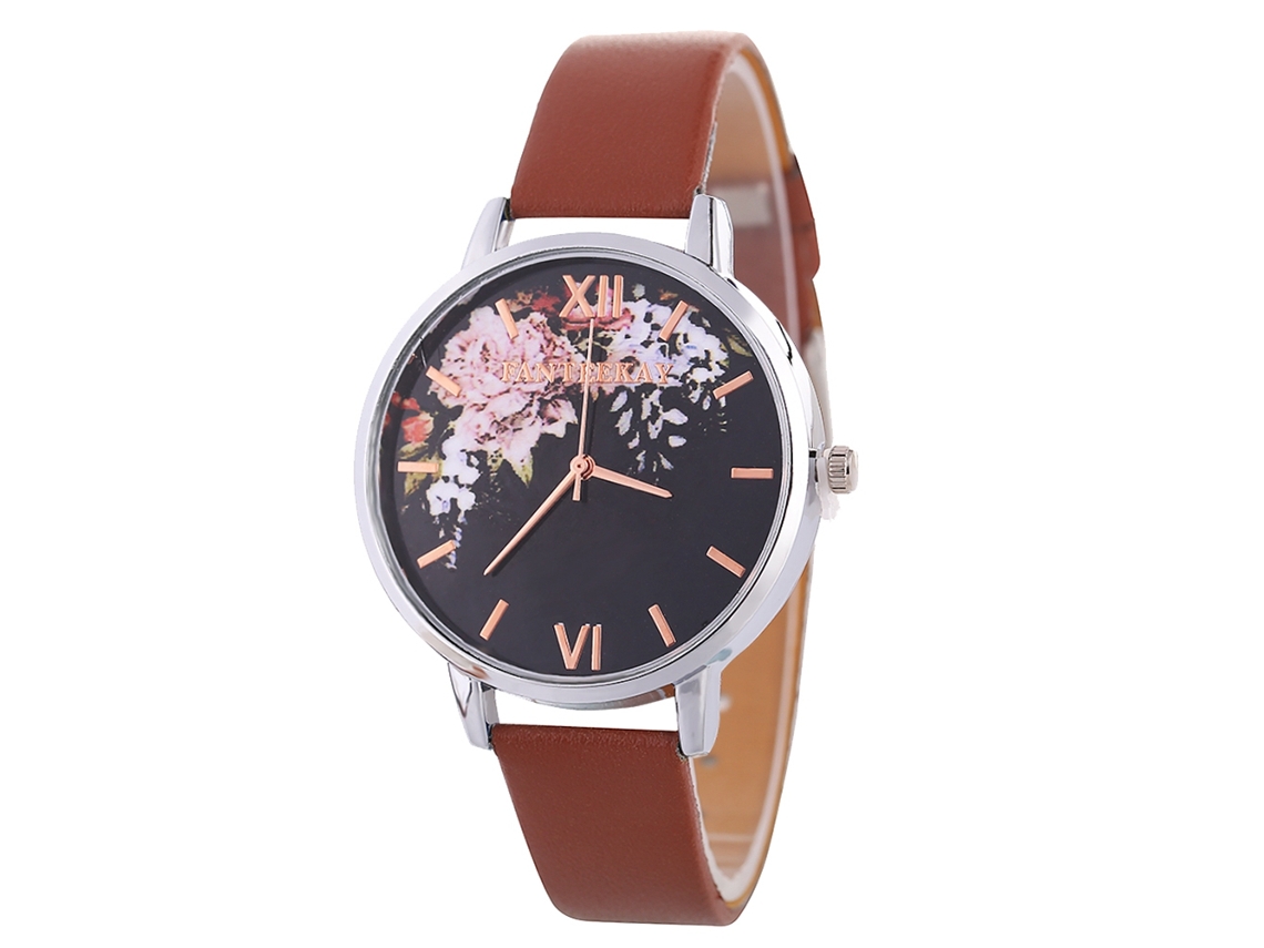 Reloj De Pulsera De Cuarzo Informal De Estilo Coreano Con Correa De Cuero Marrón Zlf0532-c