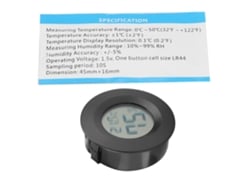 Mini Medidor Digital Circular Lcd De Temperatura Y Humedad Para Reptiles Y Mascotas - Negro