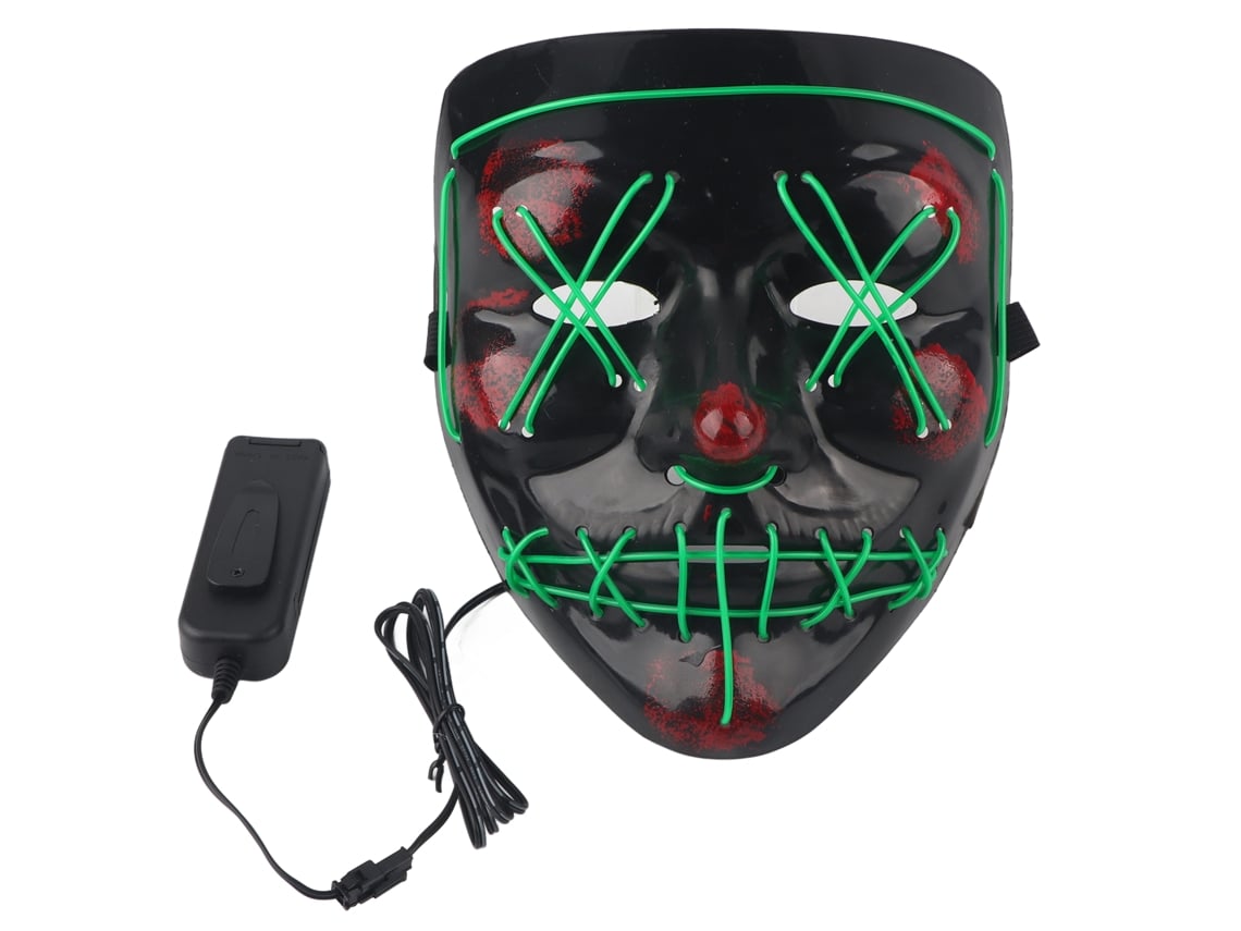 Ats-máscara De Payaso Asustadora Con Luces De Alambre Para Disfraces De Halloween Y Fiestas Verdes