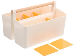 Elegante Organizador De Maquillaje Con Cesta Tejida, Compartimentos De Fácil Acceso Para Escritorio.