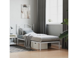 Estructura Cama Sin Colchón Con Cabecero Metal Blanco 90x190 Cm