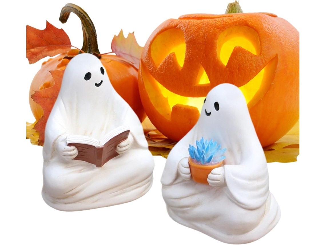 Adornos Encantadores Figura De Fantasma Resina Leyendo Un Libro Para El Jard N Decoraci En Miniatura La Puerta Principal