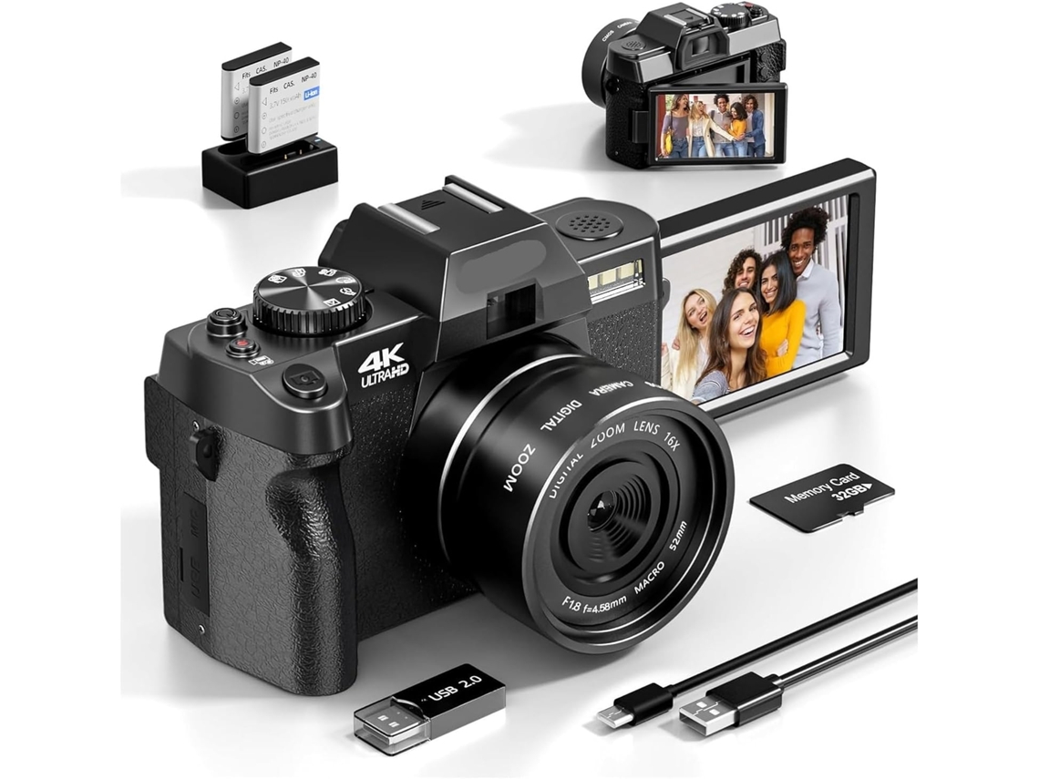 Cámara Digital Compacta 4k, Webcam Wi-fi, Grabadora De Vídeo Para Vlogs.