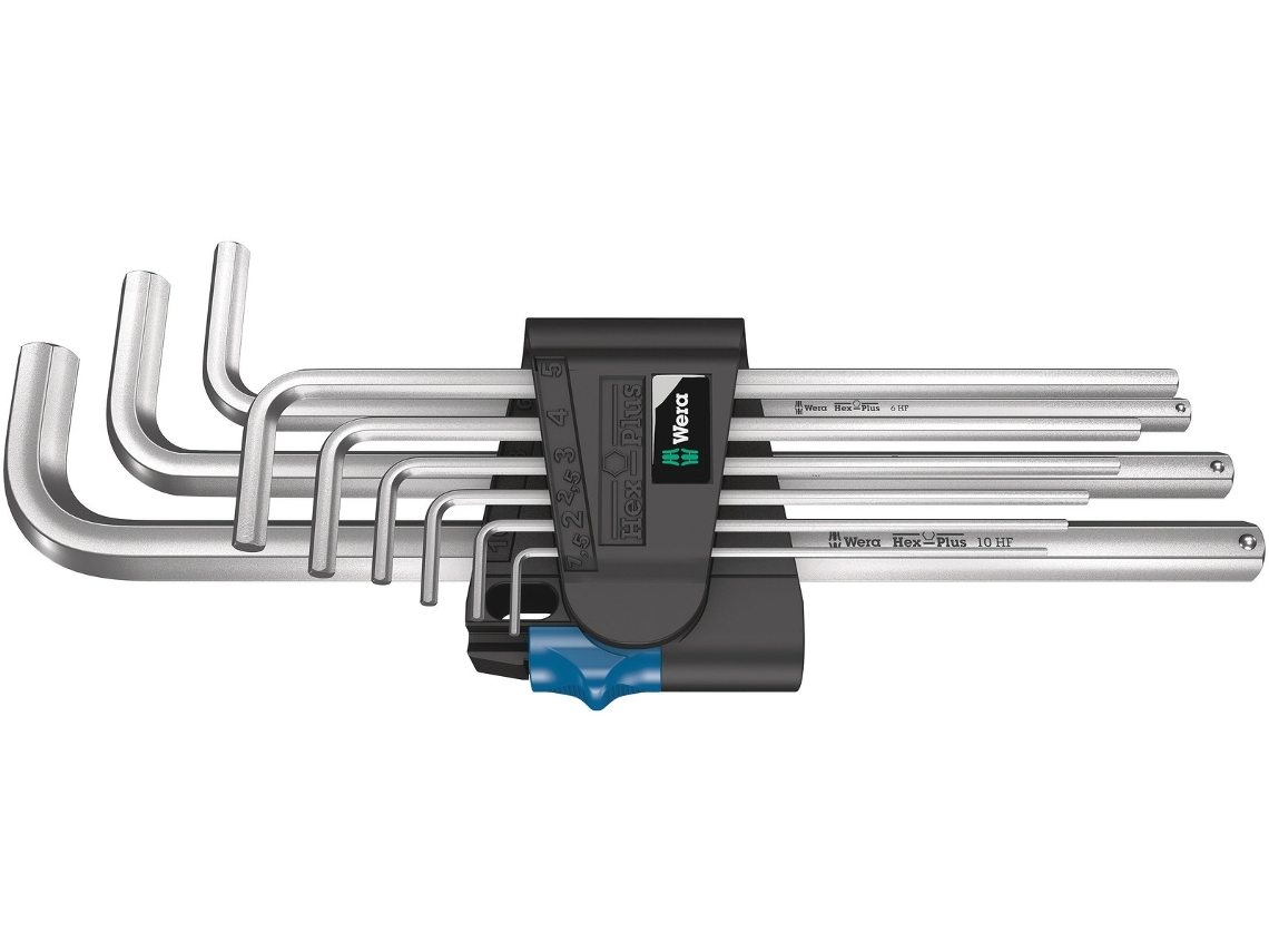 Juego de llaves acodadas métricas, cromado mate 950/9 L Hex-Plus HF 1 WERA 05022130001