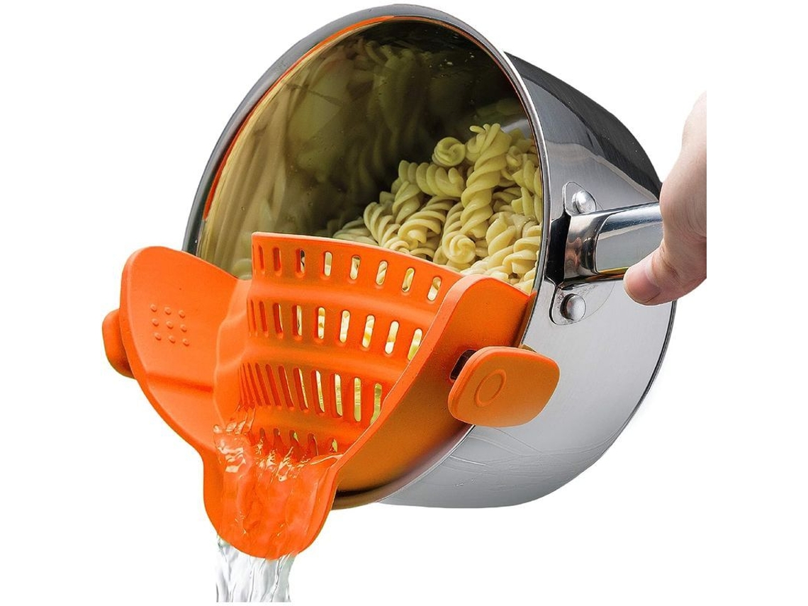 2026da-colador Linjou Ajustable De Silicona Con Clips Para Ollas, Sartenes Y Bowls - Naranja