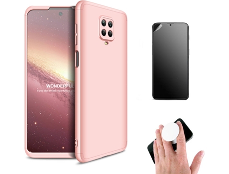 Kit Carcasa y Protector Xiaomi Redmi Note 9 Ultimatte Slim Armor 360º Popsocket Rosa