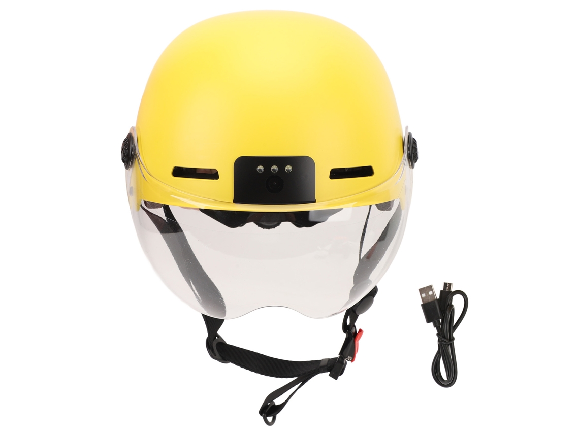 Casco De Bicicleta Inteligente Profesional Con Cámara 1080p 30fps Y Luz De Seguridad Ajustable Para Adultos Hombre Mujer Amarillo