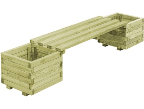 vidaXL Banco de jardín con jardineras de madera de pino impregnada