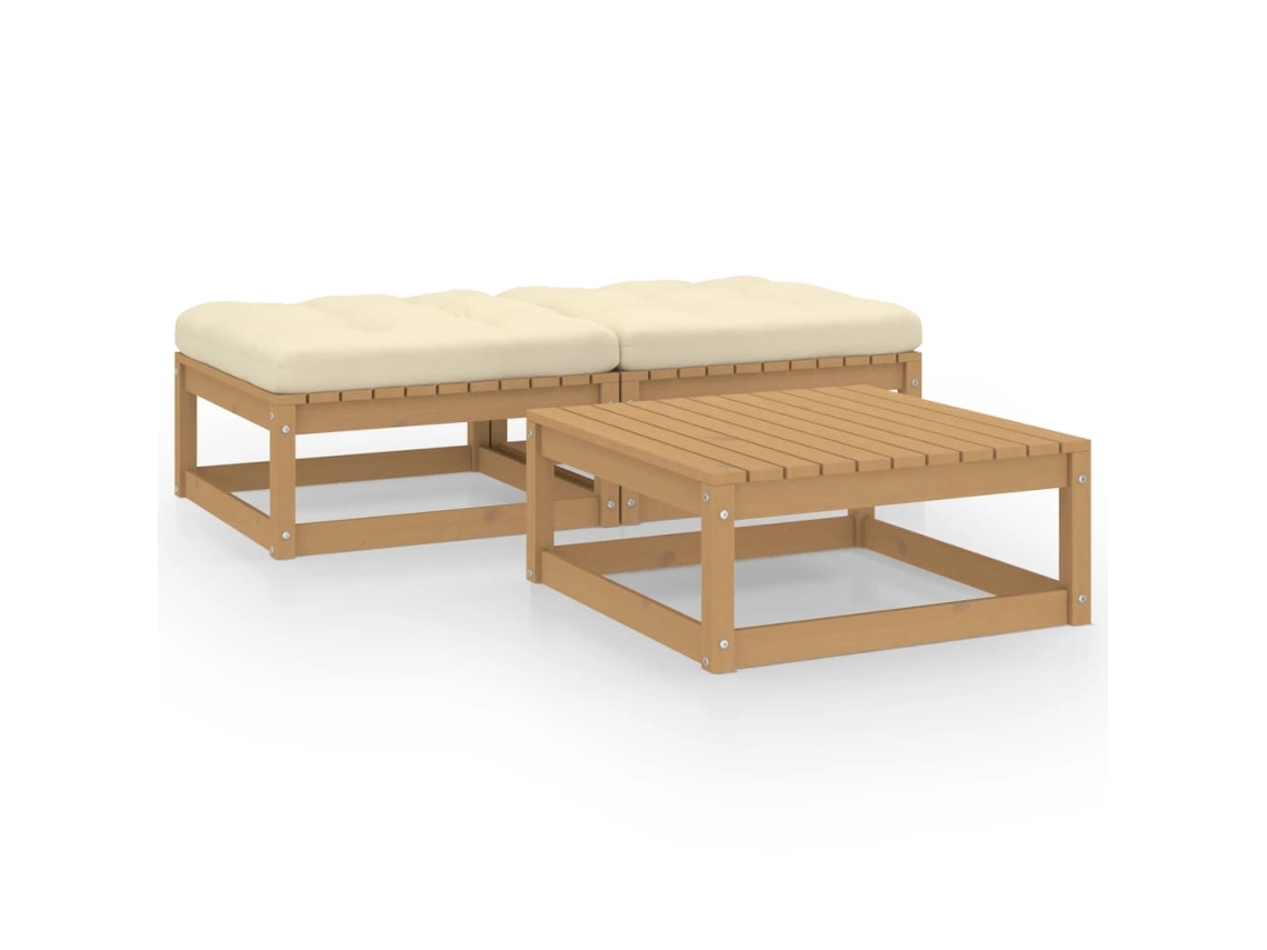 Conjunto de muebles de jardín con cojines de pino macizo, Dkd Home Decor
