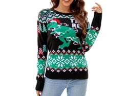 Rebe-suéter De Natal De Manga Longa Com Gola Redonda Para Mulher, Suéter Casual De Natal Dinossauro A1043 Tamanho Xl