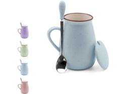 Tazas De Café De Cerámica Creativas Y Adorables De 355 Ml Con Tapa Y Cuchara, Estilo Big Belly, Juego De Té Divertido